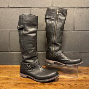 Liberty Black Women’s Black Leather Riding Boots Size 9.5 Handmade Mexico Zip